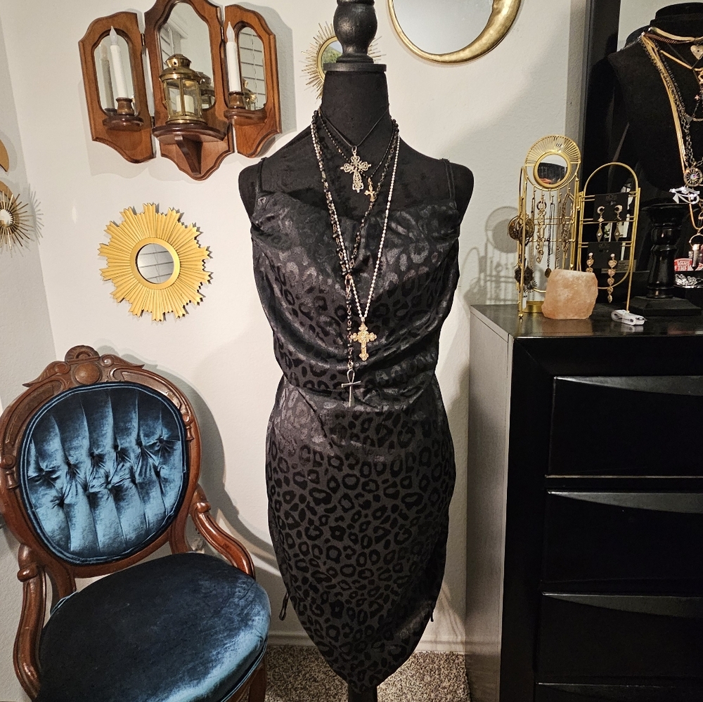 Wild Fable Black Leopard Print Mini Dress